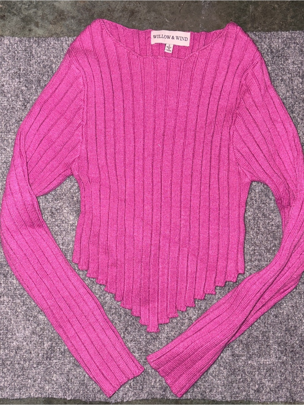 Willow & Wind Women's Ribbed Pink Long-Sleeve Top